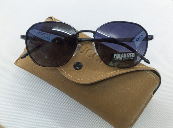 Polarized UV 400 sunglasses for women and men with black frames & protective case
