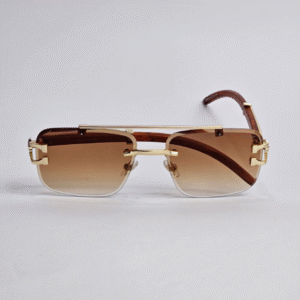 Luxury Rimless Gold Frame Brown Gradient Sunglasses - Men Women