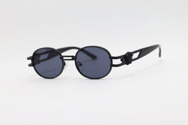 Retro Oval Sunglasses with Medusa Detail - Unisex UV400 Protection - Image 3
