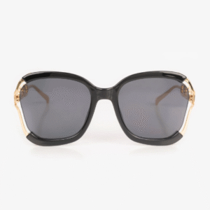 Chic Black & Gold Chain Link Oversized Sunglasses Women
