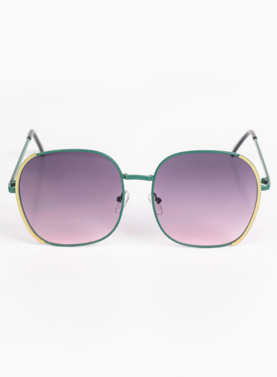 Gradient Lens Sunglasses for Women, Green Frame with UV400 Protection