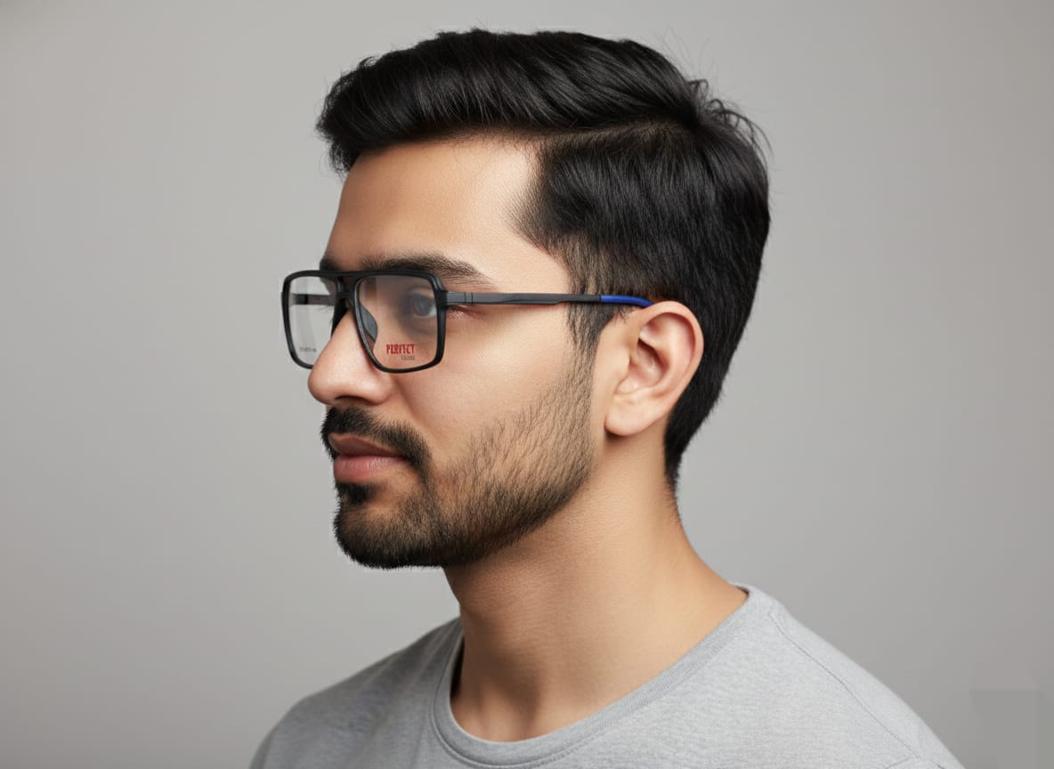 Buy Full Frame Grey Blue Eyeglasses for Men & Boys | Durable & Stylish Quality Frames - Image 10